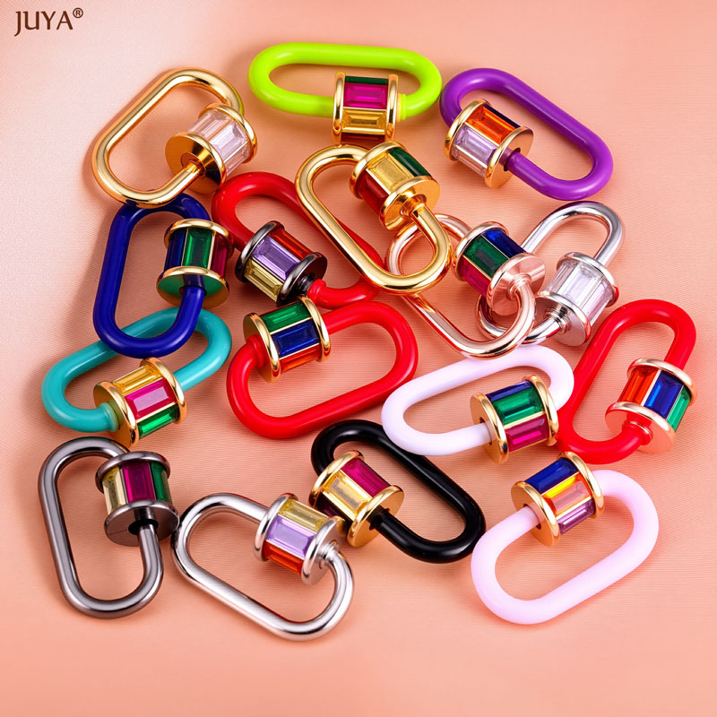 Jewelry Making Name - JUYA レインボークリスタルエナメルスクリューカラビナロックコネクタクラスプファスナー DIY ネックレスジュエリー作成アクセサリー用品