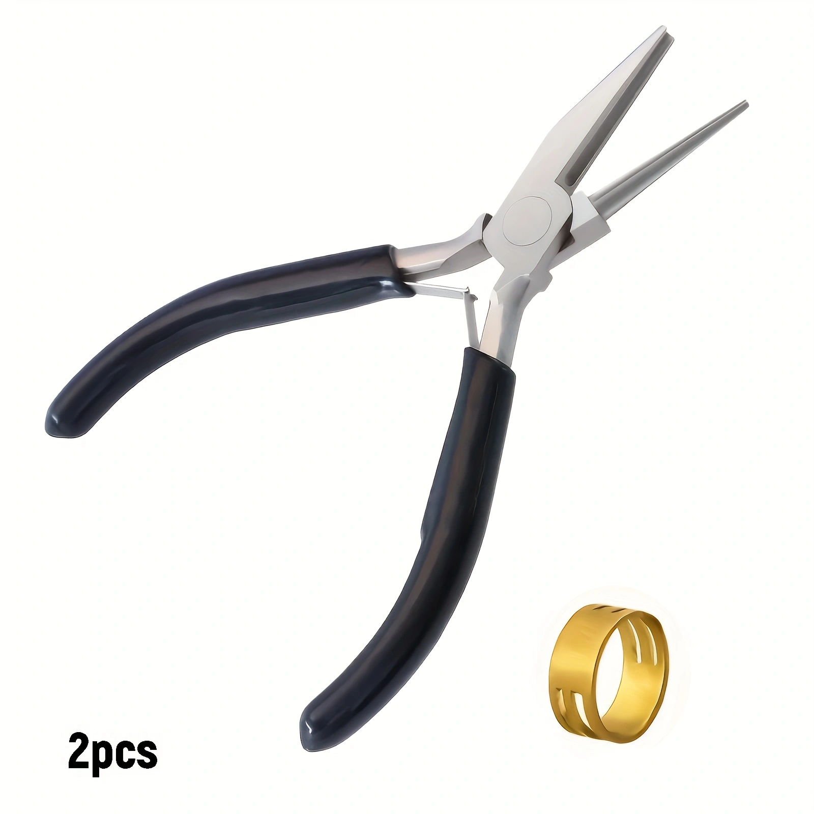 Jewelry Making Round Nose Pliers - 2/1個の黒い尖ったノーズプライヤーと1個のリング用半溝半丸口ツールプライヤーは、ジュエリーアクセサリーの作成に使用できます。