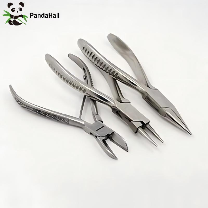 Jewelry Making Pliers Set - PandaHall 3個セット カーボンスチール サイドカッティングプライヤー ニードルノーズプライヤーセット DIYジュエリー製作用