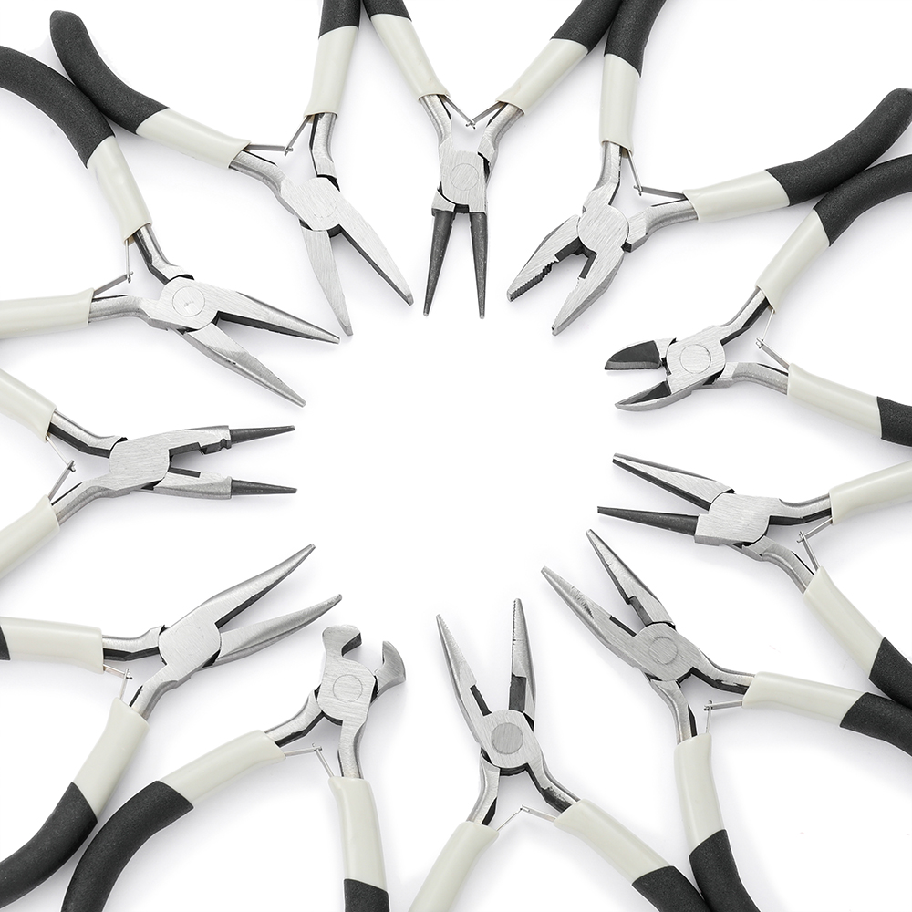 Jewelry Making Round Nose Pliers - 高炭素鋼ジュエリー製造プライヤー、耐久性のある針、丸い先端、カッティングワイヤー、斜め、修理ツール、パイラー