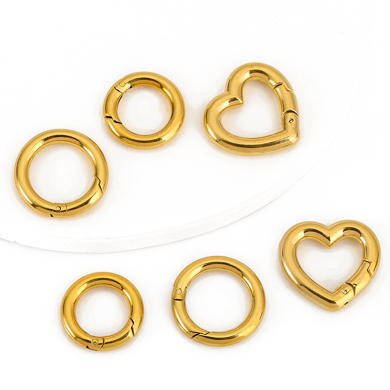 Jewelry Making Ideas - 2 個ステンレス鋼クラスプハートラウンドリングロブスタークラスプフックコネクタネックレス DIY ジュエリー作成用品アクセサリー
