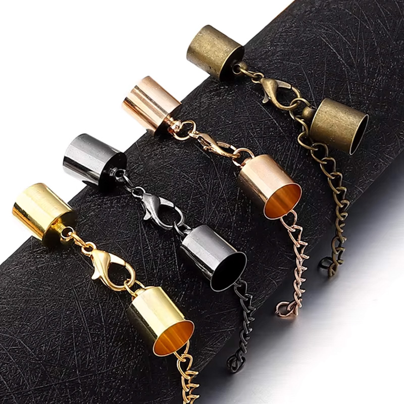 Jewelry Making Name - 10 セット革コードエンドキャップロブスタークラスプ延長チェーンジュエリー作成 DIY ブレスレットネックレスコネクタアクセサリー