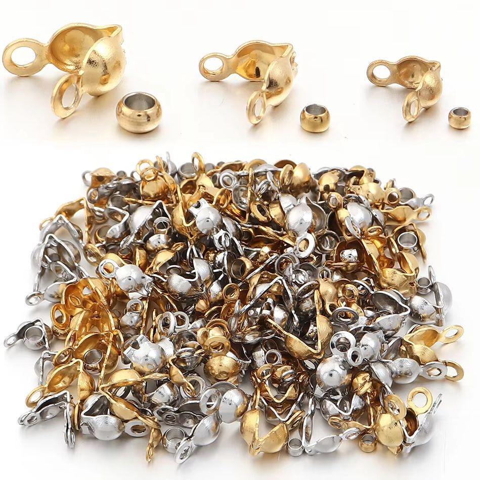 Jewelry Making Ideas - 40～200個入り ステンレス製 コネクター クラスプ クリンプエンド ビーズ
