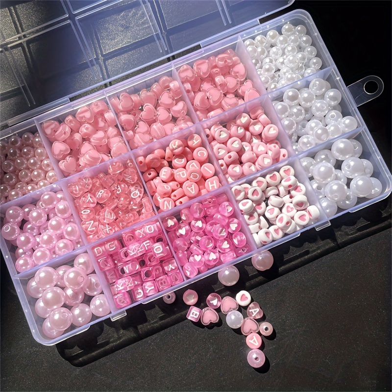10個入りピンクアルファベットボックス、アクリルビーズ、手作 - Jewelry Making Beginners のレビューと価格