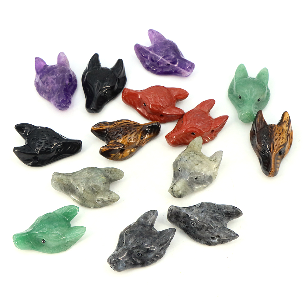40mm ウルフヘッドストーンペンダント 天然ヒーリングクリ - Jewelry Making Jig のレビューと価格