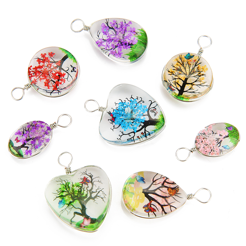 5 個のカラフルなツリークリスタルガラスイヤリングチャームビ - Jewelry Making Beginners のレビューと価格