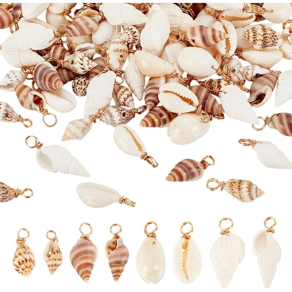 100 個 4 スタイルナチュラルシェルチャームペンダント貝 - Jewelry Making Beginners のレビューと価格