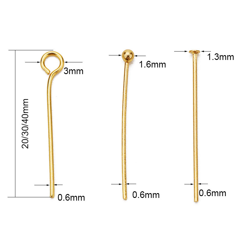 ステンレス鋼のフラットアイヘッドピン,100個,20mm,3 - Jewelry Making Jig のレビューと価格