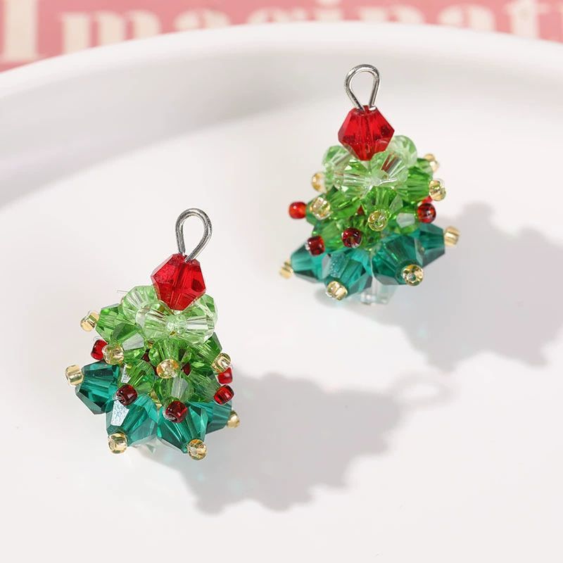 2/6 個冬クリスマスツリーチャームビーズクリスタルペンダン - Jewelry Making Beginners のレビューと価格