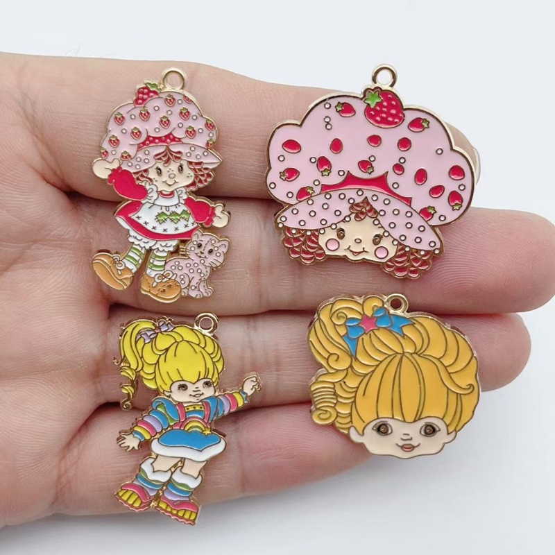 10 個かわいい女の子エナメルメタルジュエリーイチゴレインボ - Jewelry Making Factory のレビューと価格