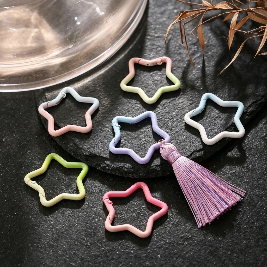 5 個のグラデーション星形スプリングリングクラスプカラフルな - Jewelry Making Ideas のレビューと価格